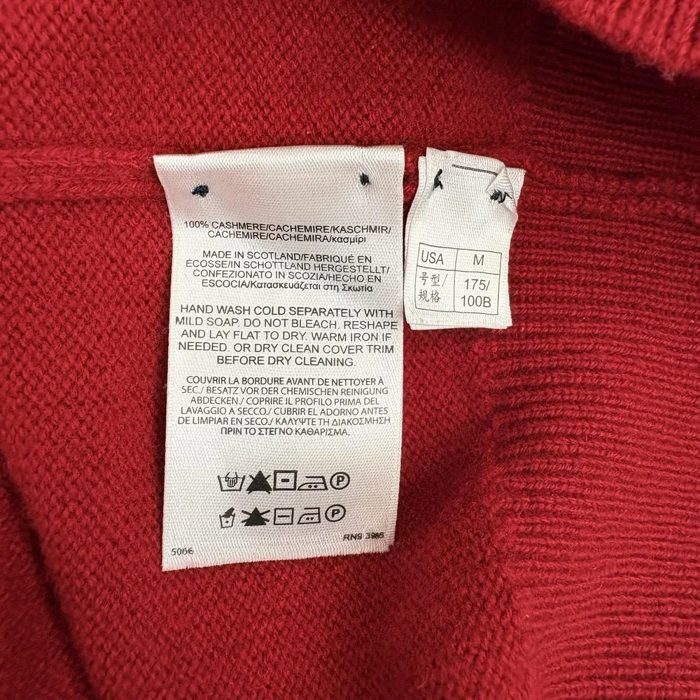 Brooks Brothers Sweater Mens M Red 3-Ply Scottish Cashmere V-Neck Knit